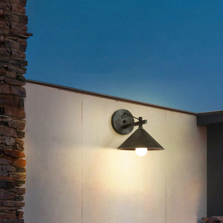 Contemporary Nordic Iron Geometric Cone Outdoor Waterproof Wall Sconce Lamp-Orizon Depot