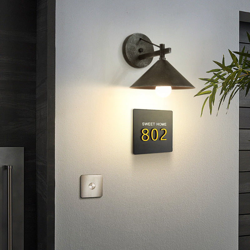 Contemporary Nordic Iron Geometric Cone Outdoor Waterproof Wall Sconce Lamp