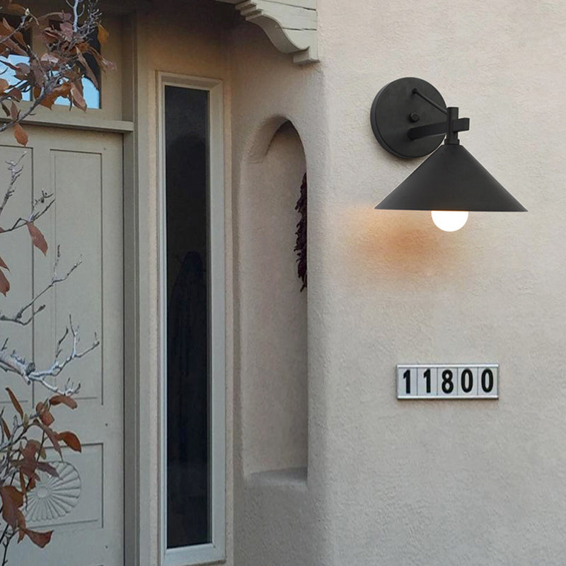Contemporary Nordic Iron Geometric Cone Outdoor Waterproof Wall Sconce Lamp