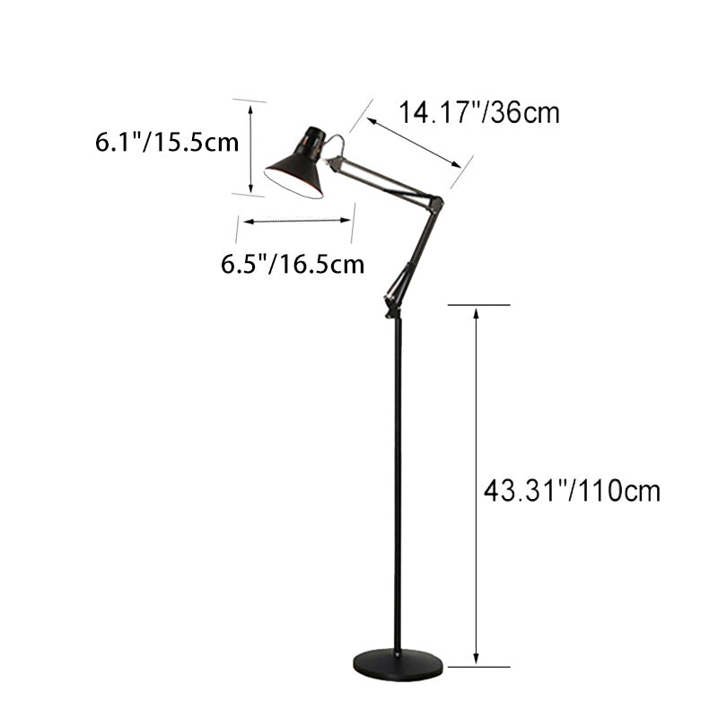 Contemporary Scandinavian Retractable Swivel Floor Lamp 1-Light Round Iron Standing Lamp