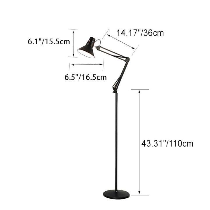 Contemporary Scandinavian Retractable Swivel Floor Lamp 1-Light Round Iron Standing Lamp-Orizon Depot