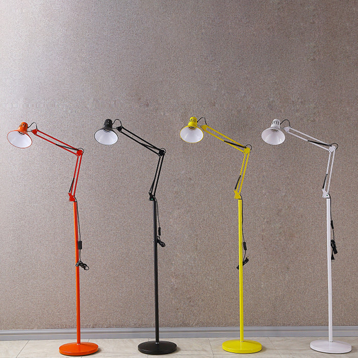 Contemporary Scandinavian Retractable Swivel Floor Lamp 1-Light Round Iron Standing Lamp-Orizon Depot