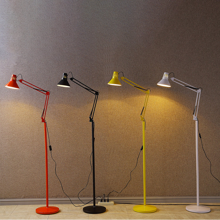 Contemporary Scandinavian Retractable Swivel Floor Lamp 1-Light Round Iron Standing Lamp-Orizon Depot