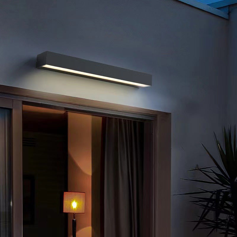 Modern Minimalist Rectangular Bar Aluminum LED Waterproof Wall Sconce Lamp for Garden