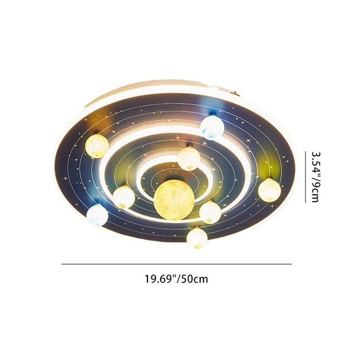 Modern Contemporary Creative Kids Round Space Planet Iron LED Flush Mount Ceiling Lamp-Orizon Depot