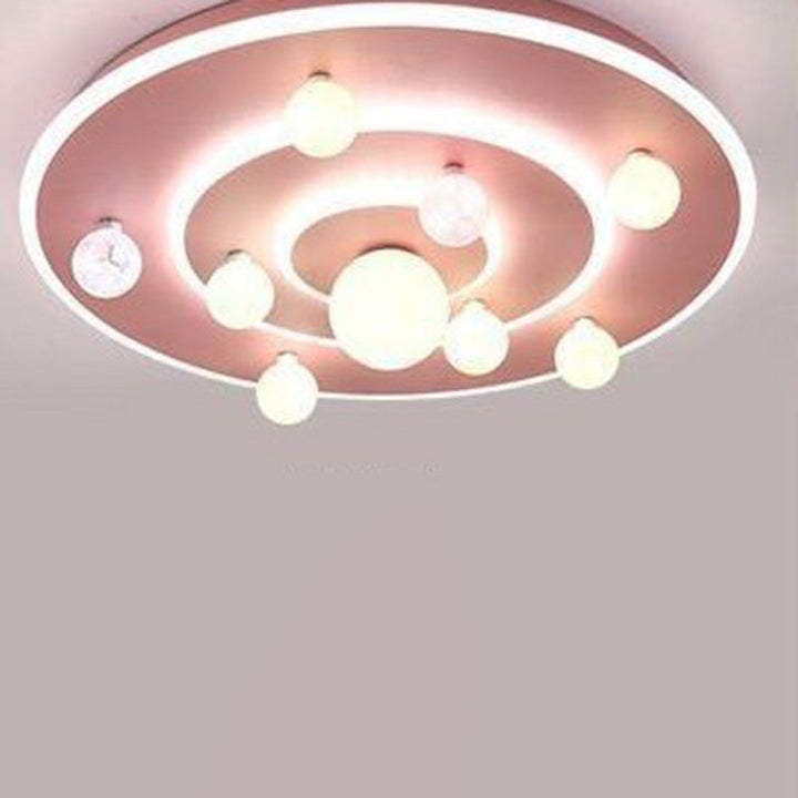 Modern Contemporary Creative Kids Round Space Planet Iron LED Flush Mount Ceiling Lamp-Orizon Depot
