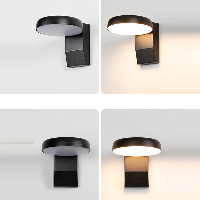 Modern Minimalist Waterproof Rotatable Aluminum PC Square Round LED Wall Sconce Light For Outdoor Patio-Orizon Depot