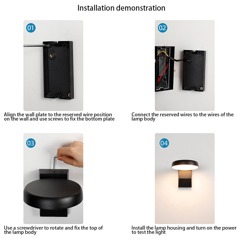 Modern Minimalist Waterproof Rotatable Aluminum PC Square Round LED Wall Sconce Light For Outdoor Patio-Orizon Depot