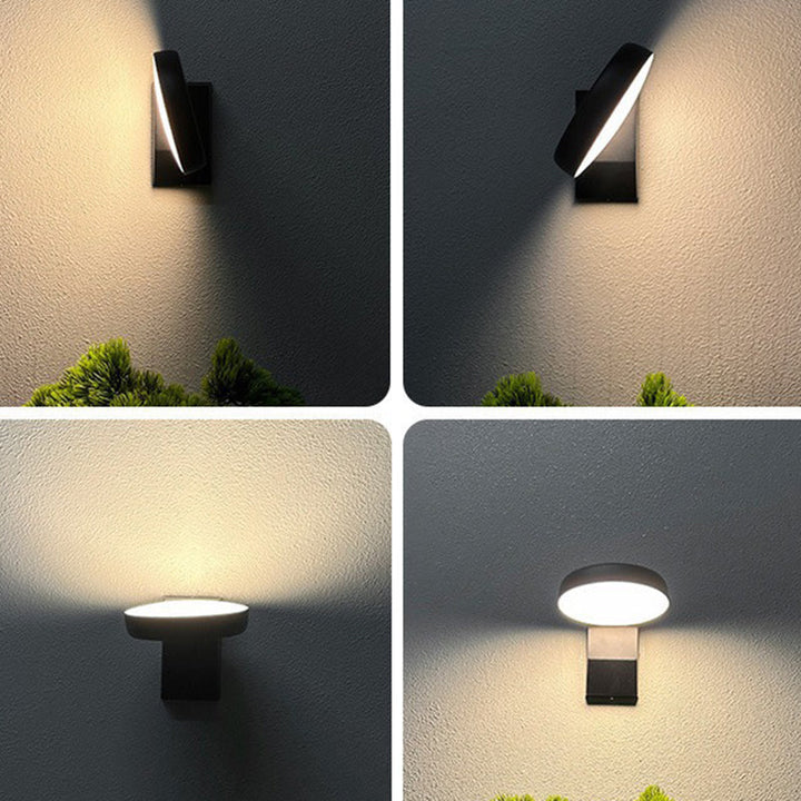 Modern Minimalist Waterproof Rotatable Aluminum PC Square Round LED Wall Sconce Light For Outdoor Patio-Orizon Depot
