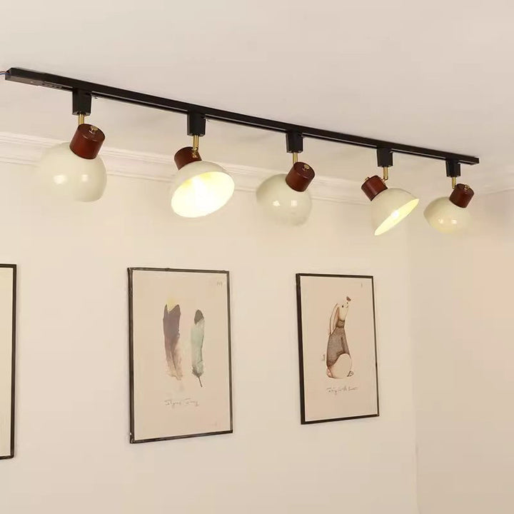 Contemporary Nordic Iron Wood Bowl Round Adjustable Multi-Light Track Ceiling Light For Dining Room-Orizon Depot