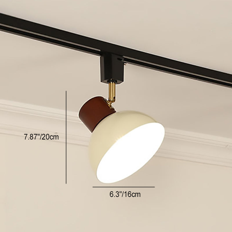 Contemporary Nordic Iron Wood Bowl Round Adjustable Multi-Light Track Ceiling Light For Dining Room