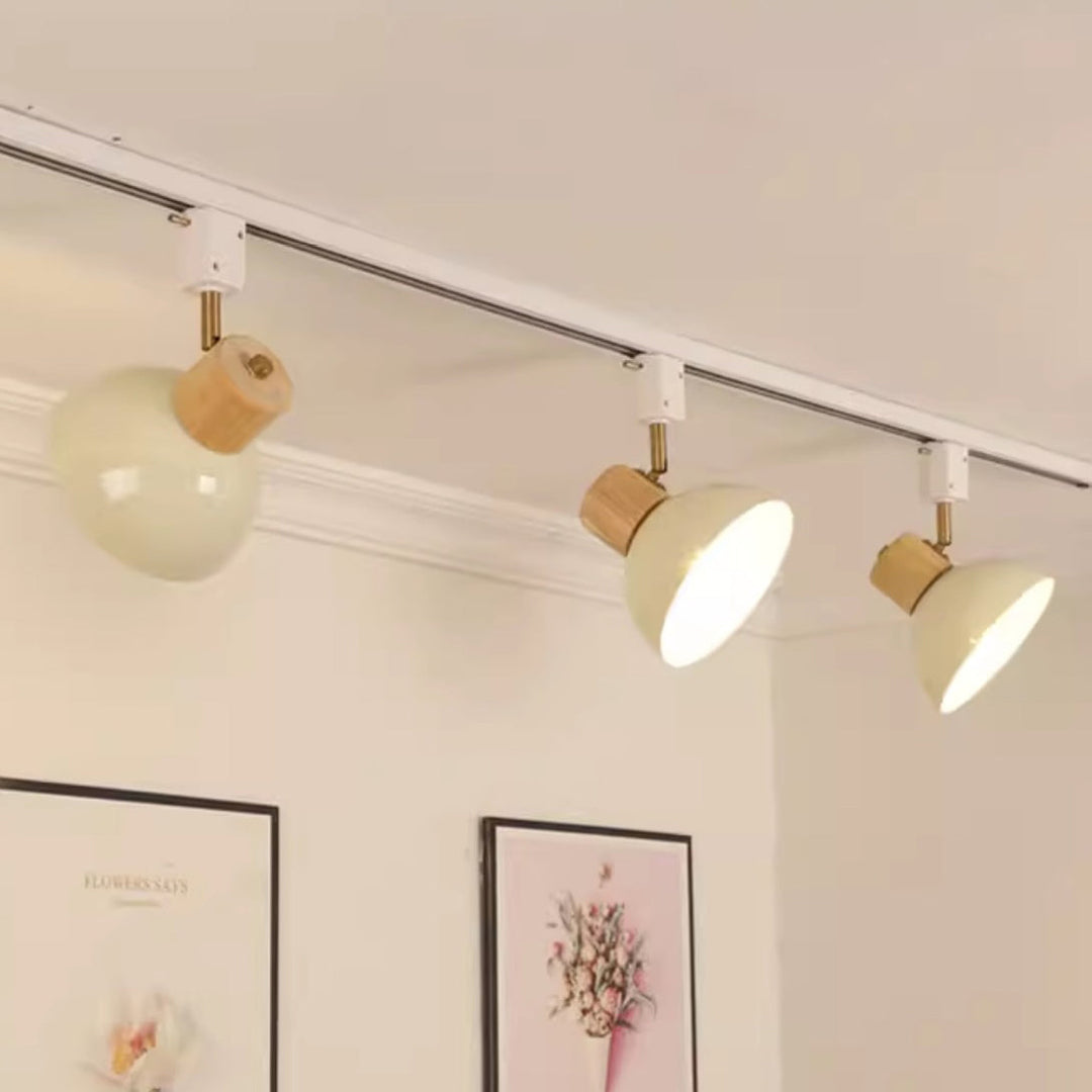 Contemporary Nordic Iron Wood Bowl Round Adjustable Multi-Light Track Ceiling Light For Dining Room-Orizon Depot
