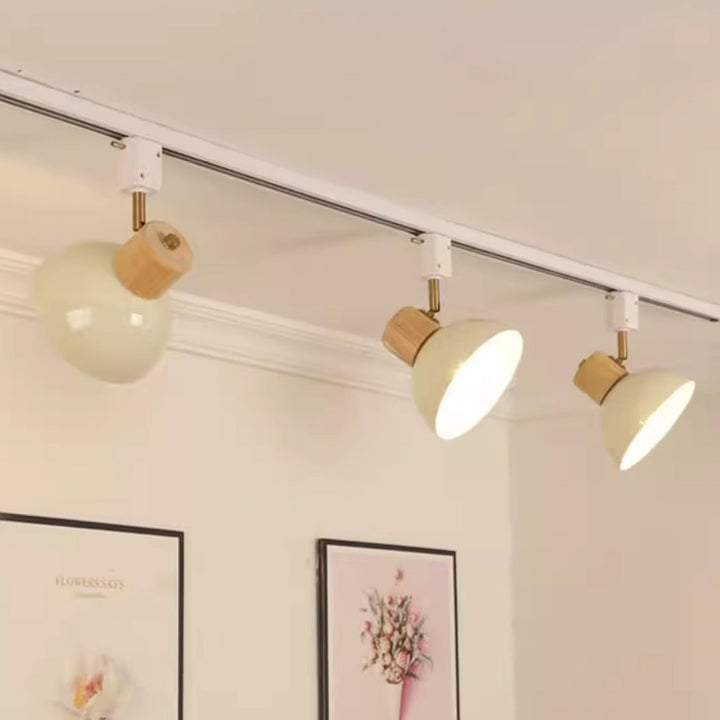 Contemporary Nordic Iron Wood Bowl Round Adjustable Multi-Light Track Ceiling Light For Dining Room-Orizon Depot