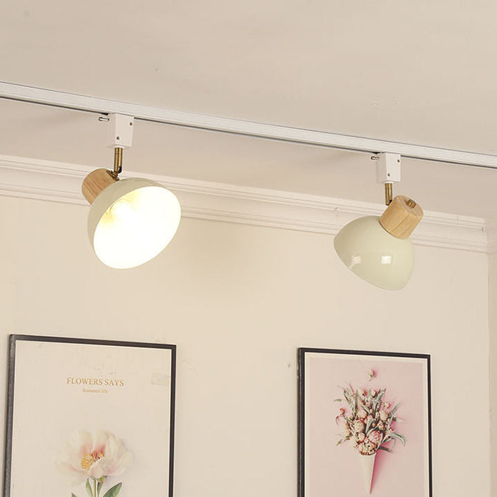 Contemporary Nordic Iron Wood Bowl Round Adjustable Multi-Light Track Ceiling Light For Dining Room-Orizon Depot