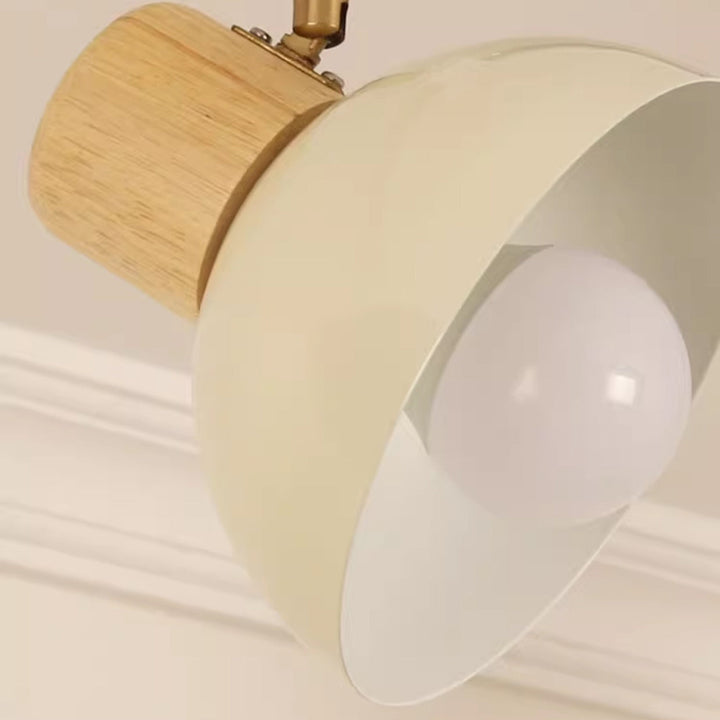Contemporary Nordic Iron Wood Bowl Round Adjustable Multi-Light Track Ceiling Light For Dining Room-Orizon Depot