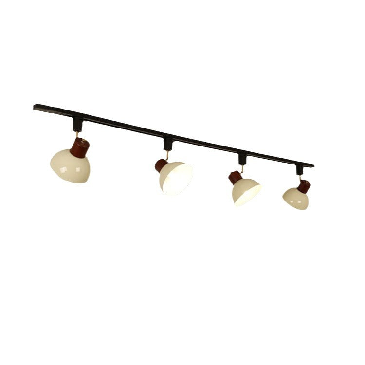 Contemporary Nordic Iron Wood Bowl Round Adjustable Multi-Light Track Ceiling Light For Dining Room-Orizon Depot