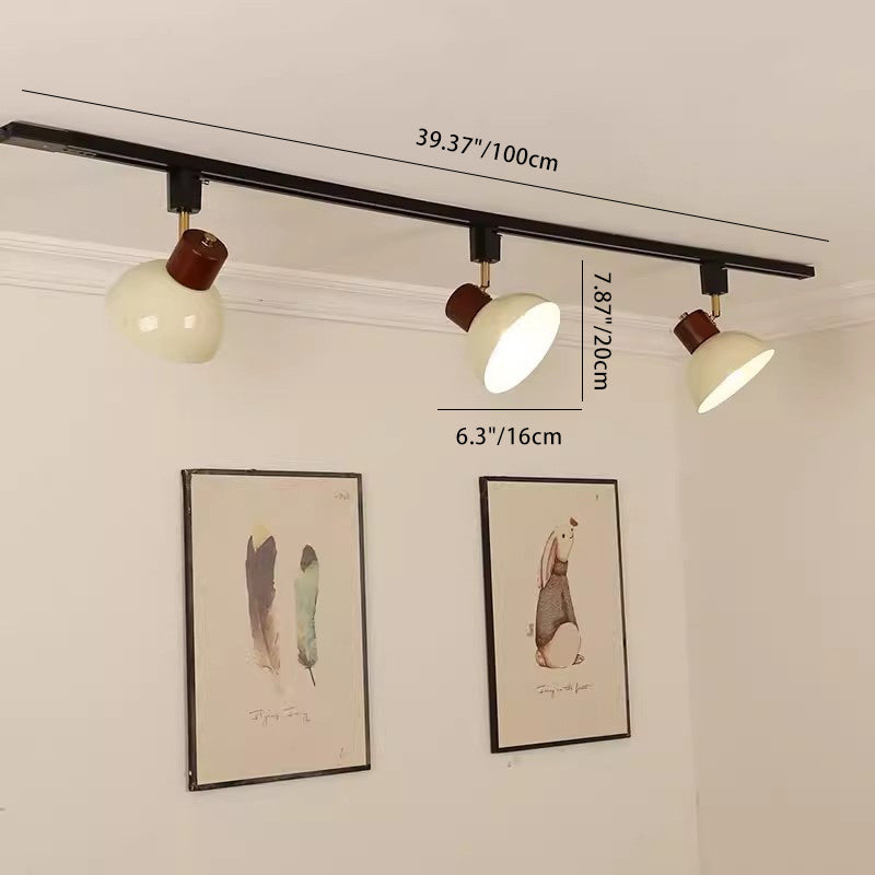 Contemporary Nordic Iron Wood Bowl Round Adjustable Multi-Light Track Ceiling Light For Dining Room-Orizon Depot