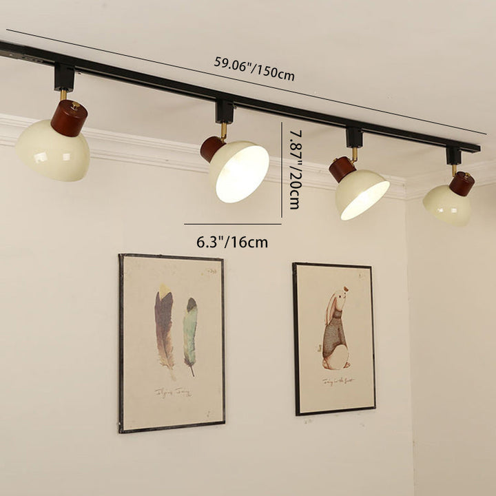 Contemporary Nordic Iron Wood Bowl Round Adjustable Multi-Light Track Ceiling Light For Dining Room-Orizon Depot
