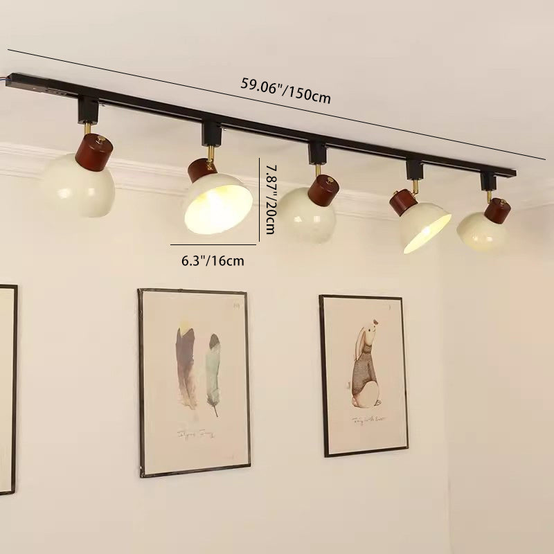 Contemporary Nordic Iron Wood Bowl Round Adjustable Multi-Light Track Ceiling Light For Dining Room-Orizon Depot