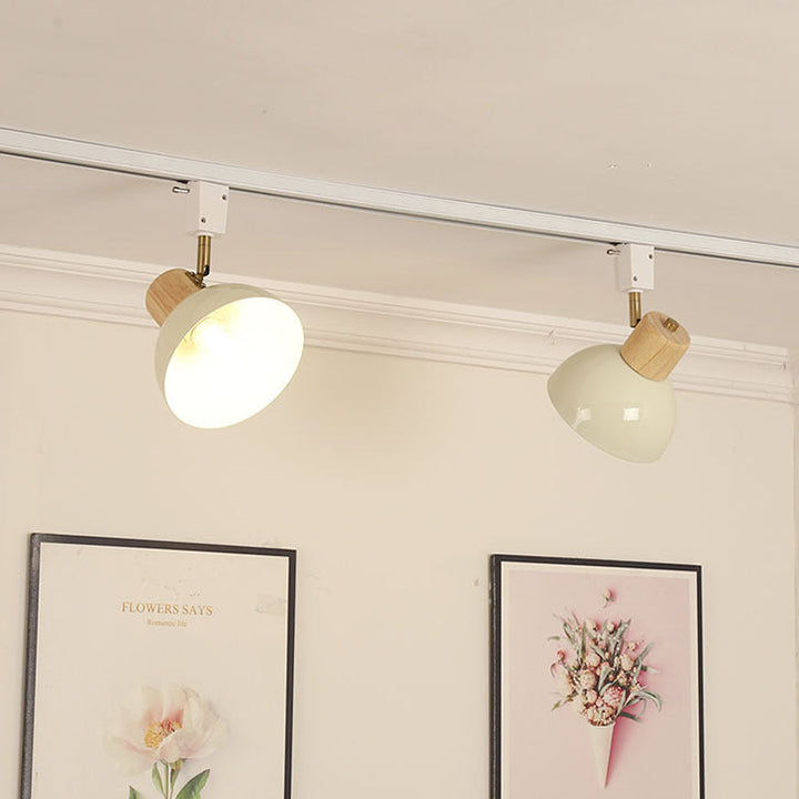 Contemporary Nordic Iron Wood Bowl Round Adjustable Multi-Light Track Ceiling Light For Dining Room-Orizon Depot