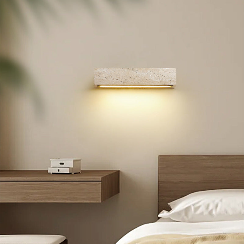 Contemporary Retro Waterproof Travertine Rectangular LED Wall Sconce Lamp for Modern Outdoor Patio