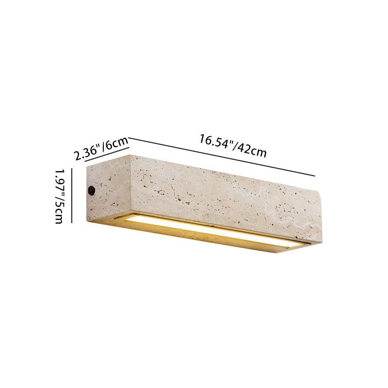 Contemporary Retro Waterproof Travertine Rectangular LED Wall Sconce Lamp for Modern Outdoor Patio