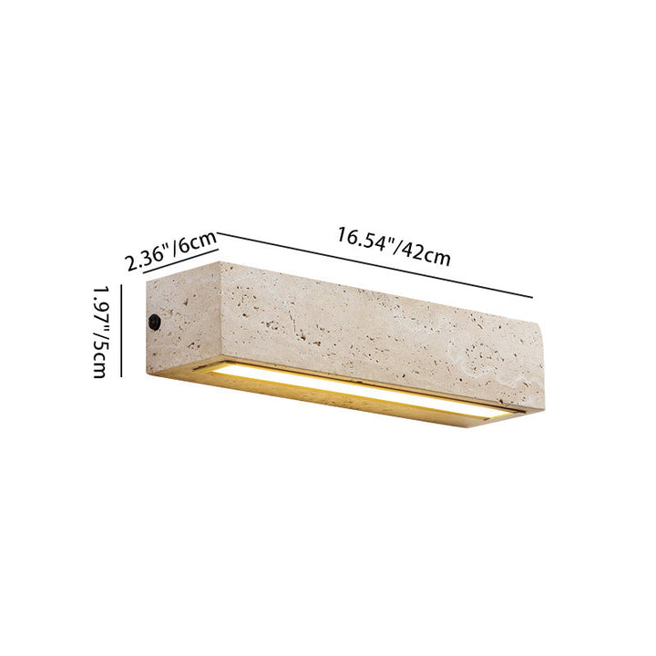 Contemporary Retro Waterproof Travertine Rectangular LED Wall Sconce Lamp for Modern Outdoor Patio-Orizon Depot