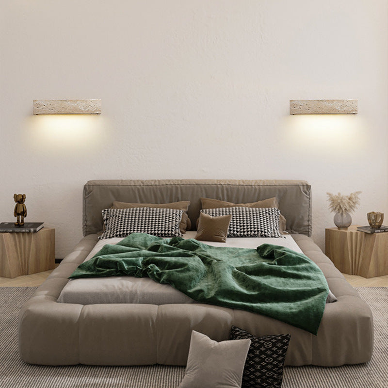 Contemporary Retro Waterproof Travertine Rectangular LED Wall Sconce Lamp for Modern Outdoor Patio