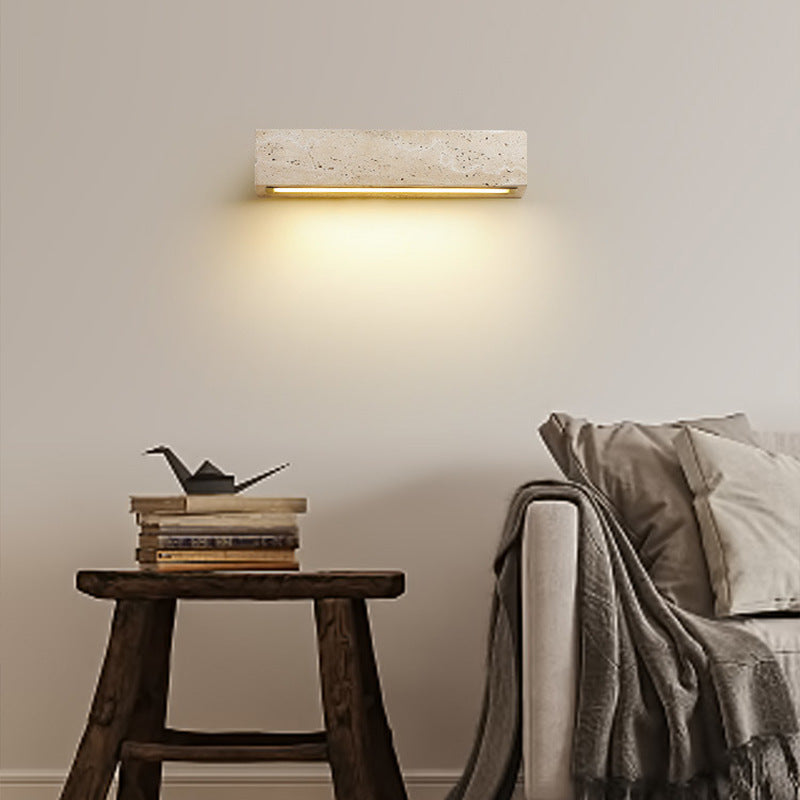 Contemporary Retro Waterproof Travertine Rectangular LED Wall Sconce Lamp for Modern Outdoor Patio