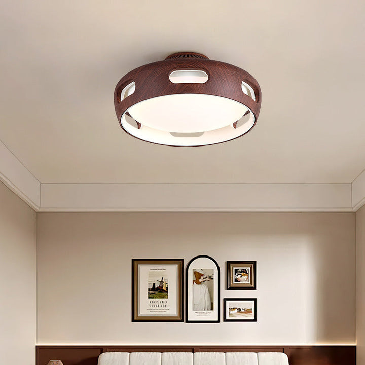 Contemporary Nordic Round Bladeless PC Acrylic LED Semi Flush Mount Ceiling Fan Lamp-Orizon Depot