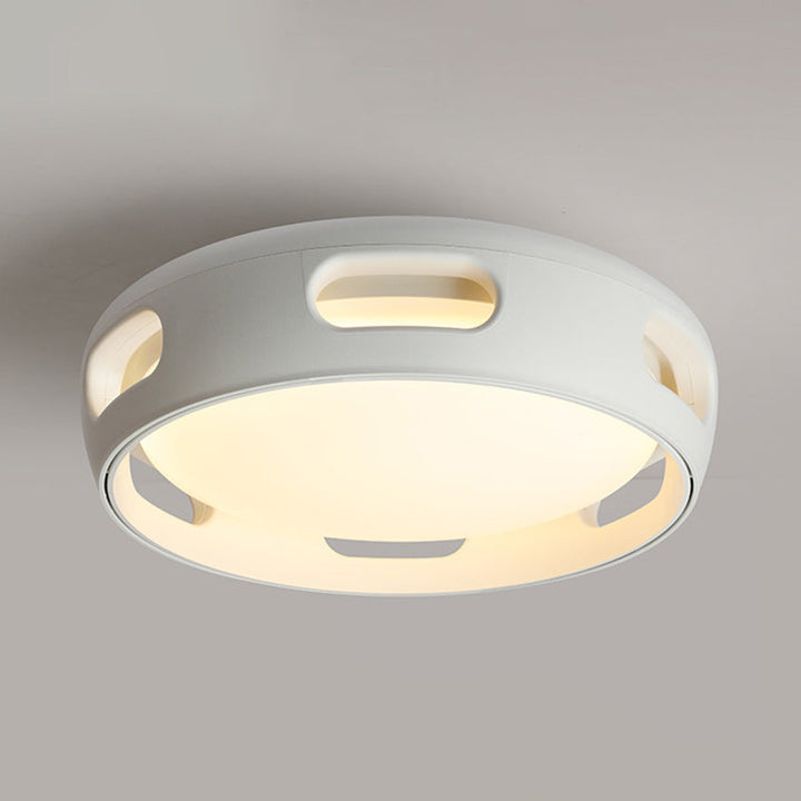 Contemporary Nordic Round Bladeless PC Acrylic LED Semi Flush Mount Ceiling Fan Lamp-Orizon Depot