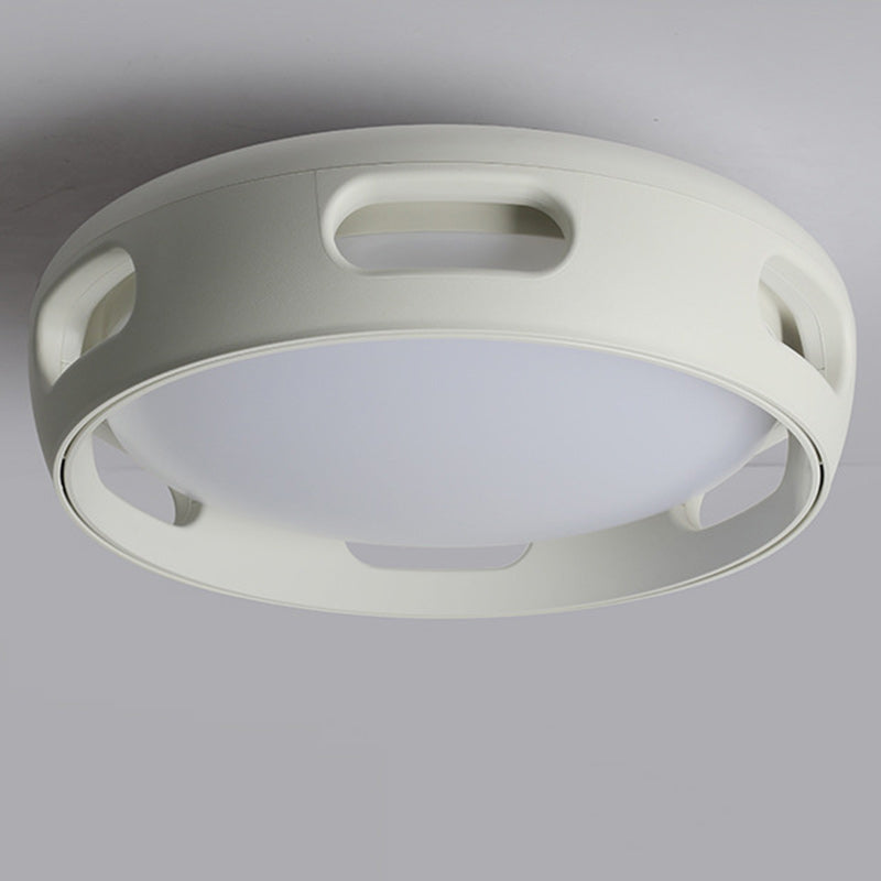 Contemporary Nordic Round Bladeless PC Acrylic LED Semi Flush Mount Ceiling Fan Lamp-Orizon Depot