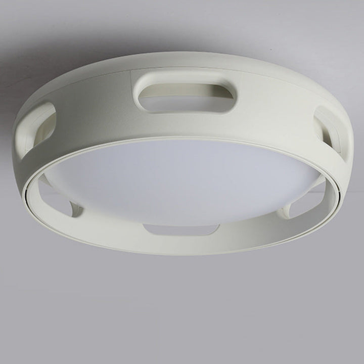 Contemporary Nordic Round Bladeless PC Acrylic LED Semi Flush Mount Ceiling Fan Lamp-Orizon Depot