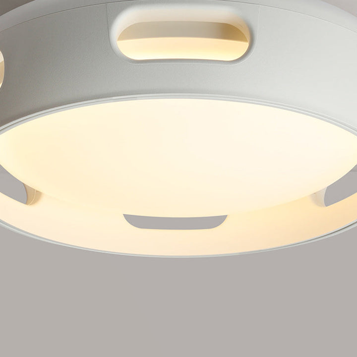 Contemporary Nordic Round Bladeless PC Acrylic LED Semi Flush Mount Ceiling Fan Lamp-Orizon Depot