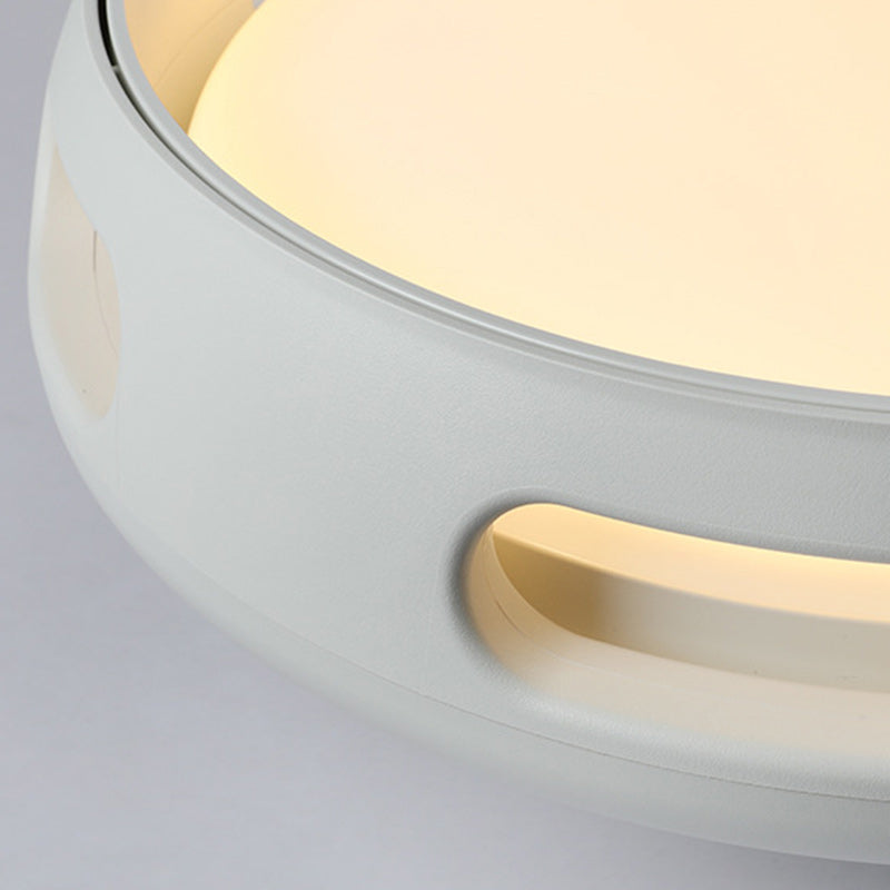 Contemporary Nordic Round Bladeless PC Acrylic LED Semi Flush Mount Ceiling Fan Lamp