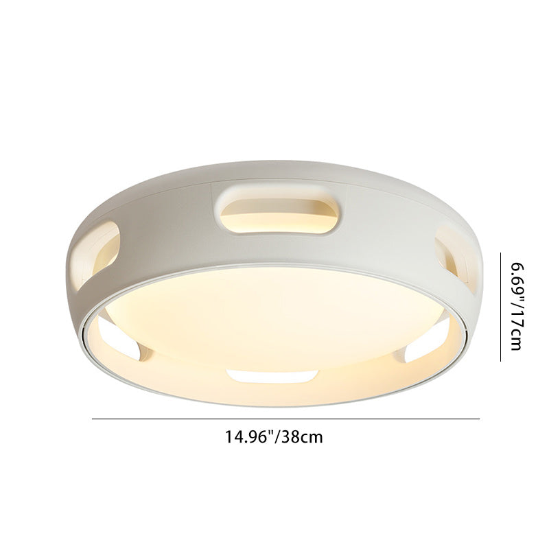 Contemporary Nordic Round Bladeless PC Acrylic LED Semi Flush Mount Ceiling Fan Lamp