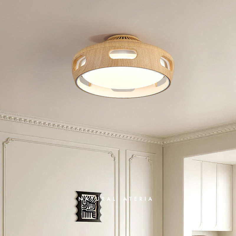 Contemporary Nordic Round Bladeless PC Acrylic LED Semi Flush Mount Ceiling Fan Lamp
