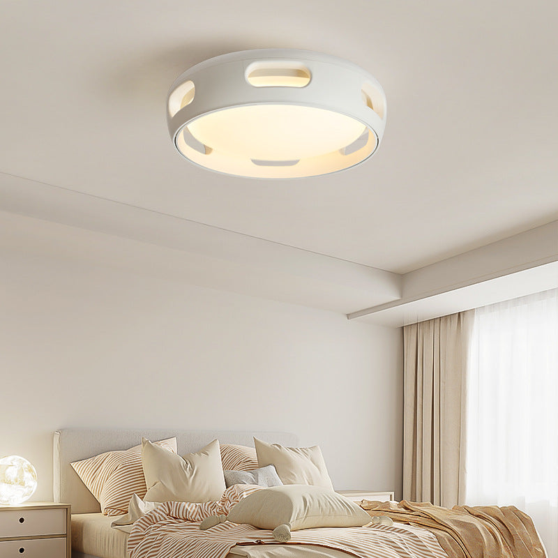 Contemporary Nordic Round Bladeless PC Acrylic LED Semi Flush Mount Ceiling Fan Lamp