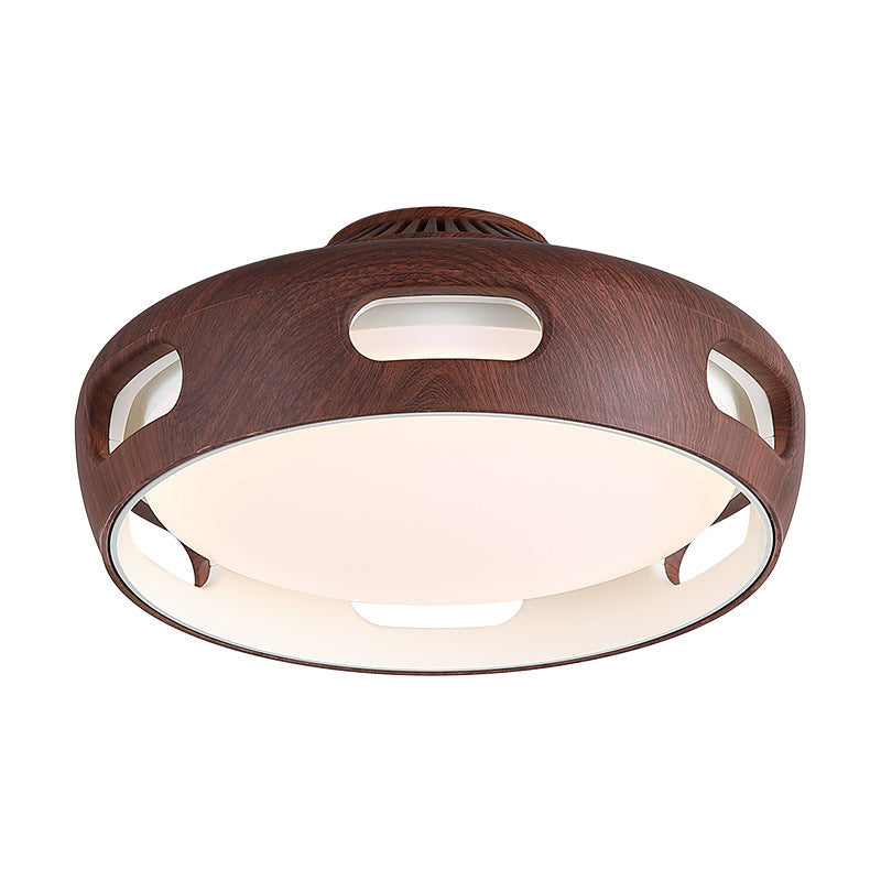 Contemporary Nordic Round Bladeless PC Acrylic LED Semi Flush Mount Ceiling Fan Lamp-Orizon Depot