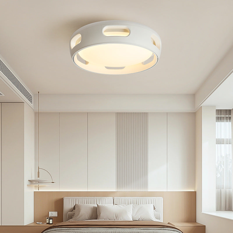 Contemporary Nordic Round Bladeless PC Acrylic LED Semi Flush Mount Ceiling Fan Lamp-Orizon Depot
