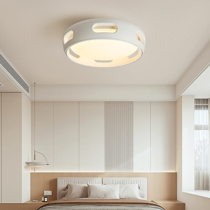 Contemporary Nordic Round Bladeless PC Acrylic LED Semi Flush Mount Ceiling Fan Lamp-Orizon Depot