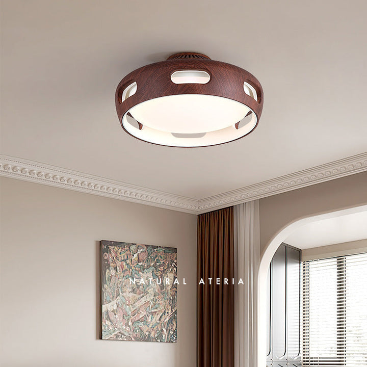 Contemporary Nordic Round Bladeless PC Acrylic LED Semi Flush Mount Ceiling Fan Lamp-Orizon Depot