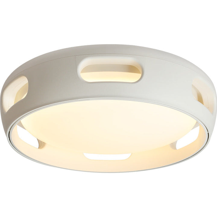 Contemporary Nordic Round Bladeless PC Acrylic LED Semi Flush Mount Ceiling Fan Lamp-Orizon Depot