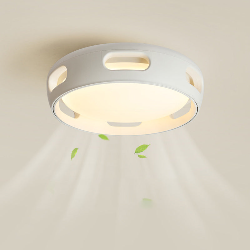Contemporary Nordic Round Bladeless PC Acrylic LED Semi Flush Mount Ceiling Fan Lamp-Orizon Depot