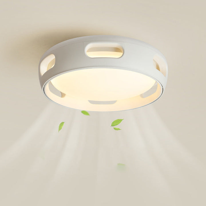 Contemporary Nordic Round Bladeless PC Acrylic LED Semi Flush Mount Ceiling Fan Lamp-Orizon Depot