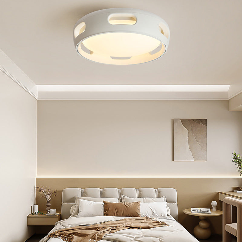 Contemporary Nordic Round Bladeless PC Acrylic LED Semi Flush Mount Ceiling Fan Lamp-Orizon Depot
