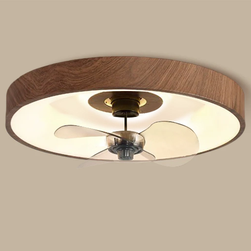 Modern Simplistic Round Iron Copper Acrylic LED Flush Mount Ceiling Fan Light For Bedroom-Orizon Depot