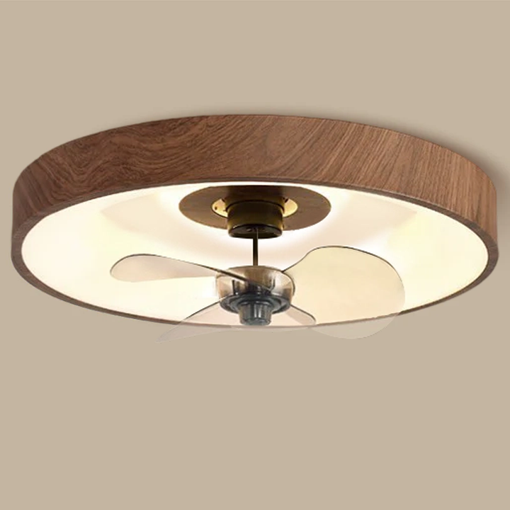 Modern Simplistic Round Iron Copper Acrylic LED Flush Mount Ceiling Fan Light For Bedroom-Orizon Depot