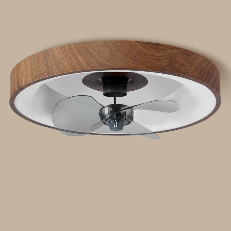 Modern Simplistic Round Iron Copper Acrylic LED Flush Mount Ceiling Fan Light For Bedroom-Orizon Depot