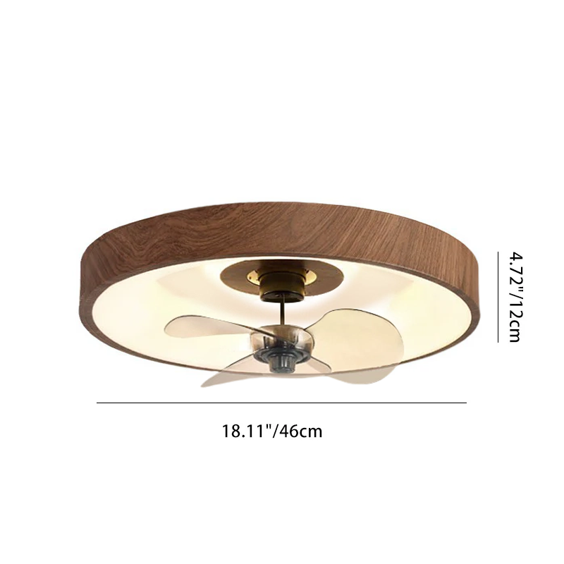 Modern Simplistic Round Iron Copper Acrylic LED Flush Mount Ceiling Fan Light For Bedroom